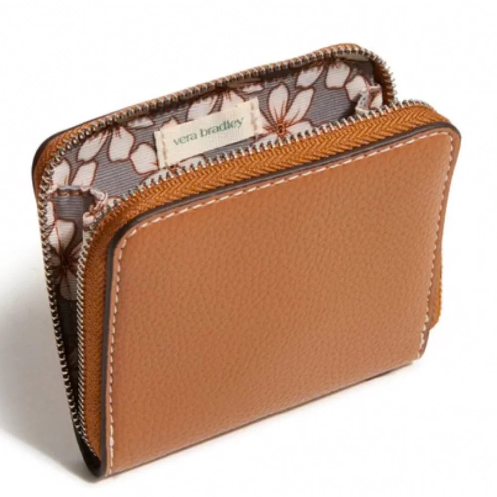 NWT Vera Bradley Roasted Pecan Small Essential Zip-Around Faux Leather Wallet. - Picture 2 of 6